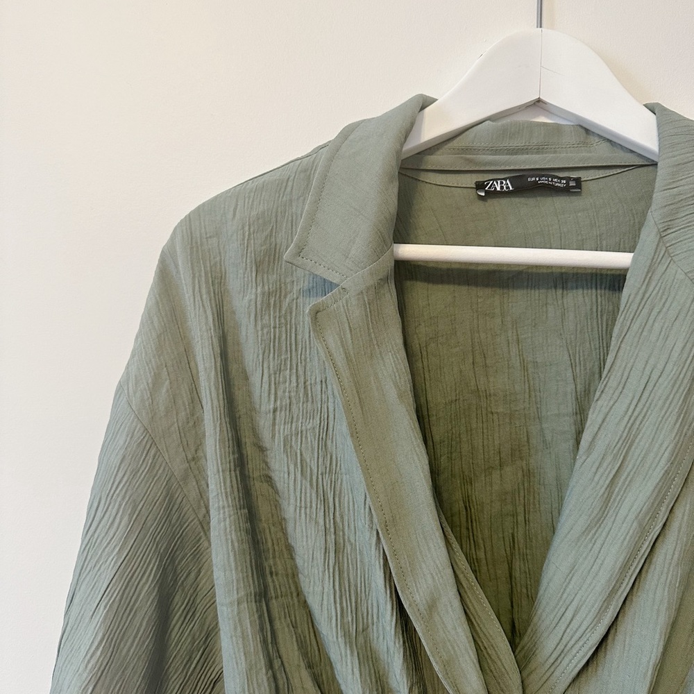 ⛱️ 2/20$ Zara elasticized cropped green blouse small - Picture 4 of 10